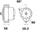 Generator - MG262 MAHLE - 01183870, 01183951, 01184036