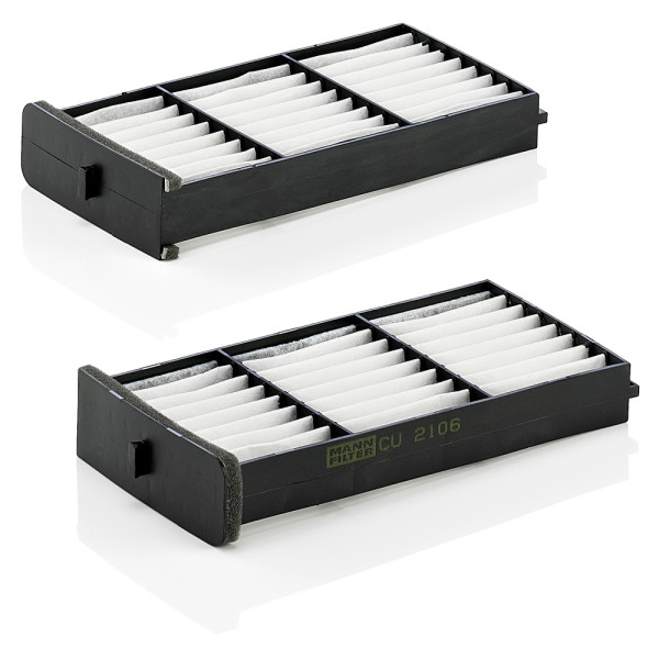 CU 2106-2, Filter, Innenraumluft, Filter, MANN-FILTER, 1583, 17360F-X2, 1987435119, 21-MI-MI8, 53.274.00, 561, 715545, 80000643, ADC42242, AH351, CF11282, DCF423P, E1966LI, E644, EKF356-2, FAA-MI8, FC394x2, J1345007, LA366/S, MC-4007, MR315172, MS-6360, PC8315, S3274C, SA1221, 80000794, ADC42503, E1966LI-2, MC-4011, MZ360034