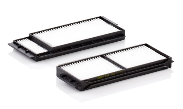 CU 22 001-2, Filter, Innenraumluft, Innenraumfilter, MANN-FILTER, BP4K-61J6X, B32L6-1J6X, BBM46-1J6X, BP4K-61-J6X9A, BP4K-61J6XA9A, BP5E-61-J6X, BP8P-61-J6X, BP8P-61-J6XA9A, CC29-61J6X, CC64-61J6X, 0986AF4251, 09-HY-04, 1566, 17292F-X2, 24482, 27243, 350203062700, 35-123190008/S, 50013927, 502, 53.120.00, 65544, 698892, 80000405, 83927243, AC-405E, AC91, ACE173-2, ADM52508, AH251