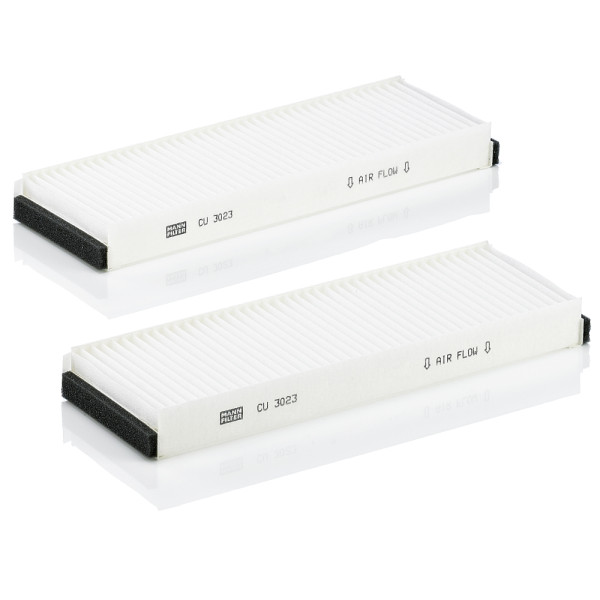 CU 3023-2, Filter, interior air, Cabin filter, MANN-FILTER, 0986AF5433, 10-30-2527, 1123190015, 1600, 17393-X2, 21653067, 22282, 26.43.81/20, 30922282, 4763-AC, 496F, 4F0819439, 53.226.00, 65800, 715500, 8300393-X2, 831192N, AC176, AC3130, ADV182516, AHA247-2, ALC-5701/13, BCF261, CCF0010C-01/C02, CFP10209-2, CUK3023-2, DCF121P, E1944LI, EKF164, FC115x2