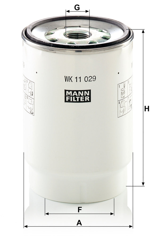 WK 11 029 Z, Kraftstofffilter, Kraftstofffilter, MANN-FILTER, 101080, 24.035.00, 81.12501-6096, DNW2519, F026402242, FS20147, H398WK, KC522D, PP837/3, R270PL, S4035NR, WF10524, 24.035.01, 81.12501-6101