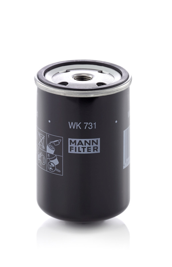 WK 731, Kraftstofffilter, Kraftstofffilter, MANN-FILTER, 0000150564, 0000820701, 0006565010, 01160243, 01174423, 01182550, 114924143, 11505-84, 1160243, 13321332756, 142139393, 161624, 1930820, 2.4319.500.1, 276.2175.046, 2862361, 3029849, 3032750, 3903640, 3I-1221, 3M01586, 40700313, 4531041, 4795-772, 5004780, 5106169, 51.12503-0012, 61142392, 7701015820, 8.329.000.049