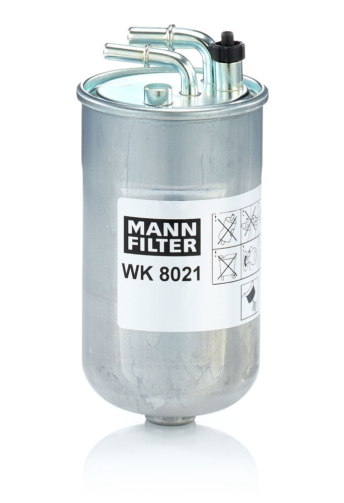 WK 8021, Fuel filter, Fuel filter, MANN-FILTER, 0450906501, 102683, 13286584, 24.099.00, 4593-FP, 4973, 587568, 6143230007, 813070, ADW192304, ALG-2123, CFF100658, DNW2505, EFF232, ELG5414, FCS814, FN391, FP6079, H341WK, HDF648, KL792, LVFF737, M652, PP990/2, PS11272, RN518, S4099NR, V40-0832, WF8459, ZP8107FMBM