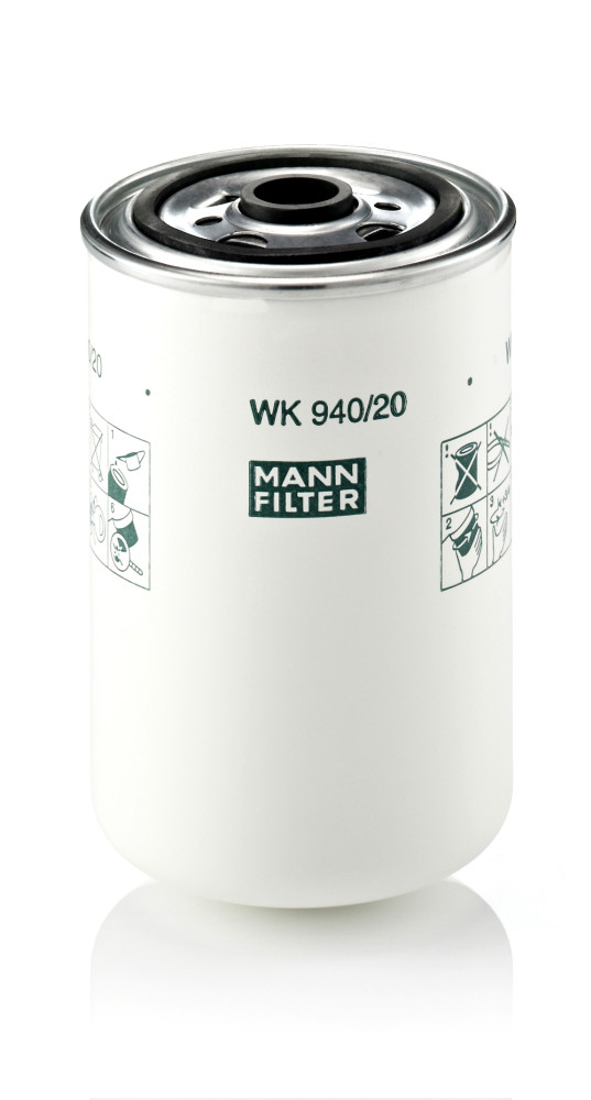 WK 940/20, Fuel Filter, Fuel filter, MANN-FILTER, 1117010-621-0000, 42538923, 5001019687, 5001853860, 6449-665-0559370, 1117011-621-0000, 5010412350, 85152258, 1117050-60D, 5010450824, 5010477855, 5010505337, 1457434421, 1514869, 16-343230008, 24.031.00, 27798, 4043-FS, 5074, 6.33203, 95046E, BF7886, DF3523, DN1926, ELG5542, FF5470, FI9146/20, FSM4178, FT5610, H18WDK02