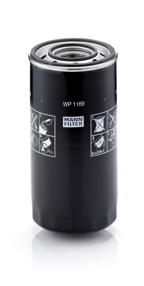 WP 1169, Oil Filter, Oil filter, MANN-FILTER, 1902102, 4787733, 5001846646, 952715, 1903629, 954901, 1903715, 1907581, 1907584, 1930542, 1930906, 2997305, 61315398, 61315399, 98432653, 0451403200, 1500973, 15330, 1931048, 23.301.00, 31219, 398-OS, 4346, 51429, 7.59002, BC-1215, BD325, BI10213, DF887, ELH4735