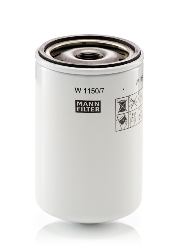 W 1150/7, Ölfilter, Ölfilter, MANN-FILTER, 122-0744, 1534776, 3254-0016-00, 3I1482, 51444, 6136-51-5120, B7223, H29W01, KO-1568, LF3664, LFP5120, P550086, PH4804, SM5717, SO8441, SP-1062, SP1508, VA32G4001100, WGL3362, XJAF00388, Z210, ZP531A, 5W3407N, 6136-51-5121, BT402, LFP5120B-1, SO8441A, SP508, VA3424011101, WGL3664