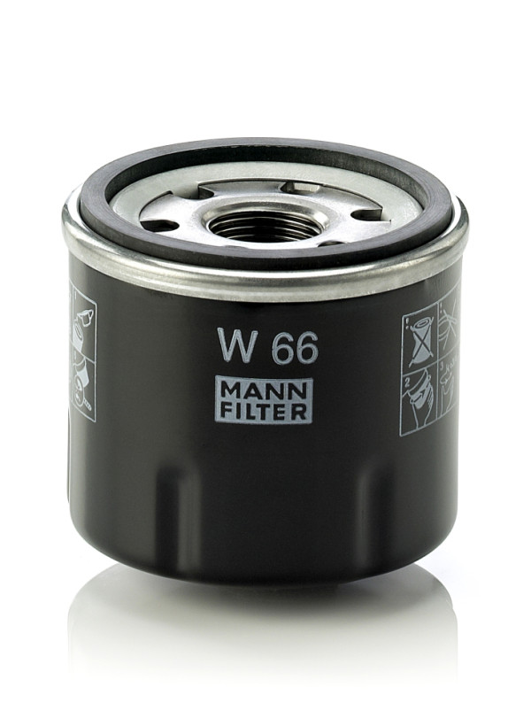 W 66, Oil Filter, Oil filter, MANN-FILTER, 15208-00QAG, 8200257642, 0451104025, 10-01-121, 15558, 16-143220008, 20.37.84/110, 2283, 23.470.00, 38927, 50013906, 586011, 61217, ADN12125, BC-1352, COF102137S, ELH4299, EOF190, FO-121, FO289, FT5730, GL265, H97W12, IFL-3121, J1311028, J1311036, L19097, LI660, LS871A, NO-251
