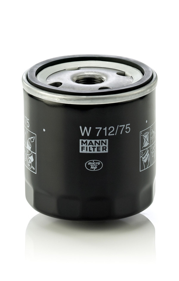 W 712/75, Oil Filter, Oil filter, MANN-FILTER, 1109A9, 4502696, 5009285, 55352643, 5650343, 7701415070, 93156300, 93745067, A124E6196S, MLS000-530, 5016786, 6439929, 650104, 93179720, 94797406, 650381, 93156245, 96352845, VOF93, 650401, 96458873, 93156310, 96395221, 96458873D, 93156954, 96879797, 93178952, EC94797406, 95509857, 0451103079