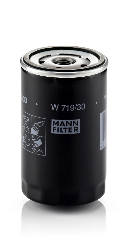 W 719/30, Ölfilter, Ölfilter, MANN-FILTER, 034115561A, 1J878-32431, 06A115561, HH153-32430, 06A115561B, 06A115561E, 078115561K, 1JM115561BZ, 0009831444, 041-8170, 0451103070, 1001150009, 10-0320, 15002/9, 152071758731, 161-OS, 171941, 2005, 222039, 23.291.00, 4073, 51095391, 51393, 586029, 61096, 75876, 7605002/9, 8671000207, ADV182108, BC-1278