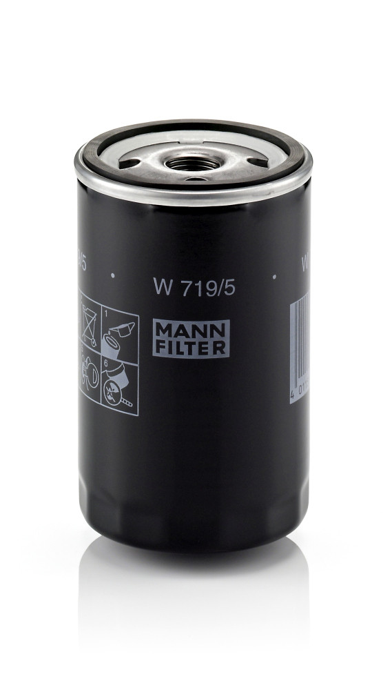 W 719/5, Ölfilter, Ölfilter, MANN-FILTER, 0000801382, 0028115351, 01172346, 0482551001, 056.115.561G, 1109C1, 15208-V4000, 5003460, 7616297, 7701415060, 7984778, AM34770, MLS000-702, ZZM1-23802A, 01174417, 030115561D, 1172346, 5003461, 7701415078, 931.107.701.00, ZZN1-23302, 01183509, 035115561, 5004747, 037115561A, 5004928, 037115561B, 1174417, 5007124, 056115561A