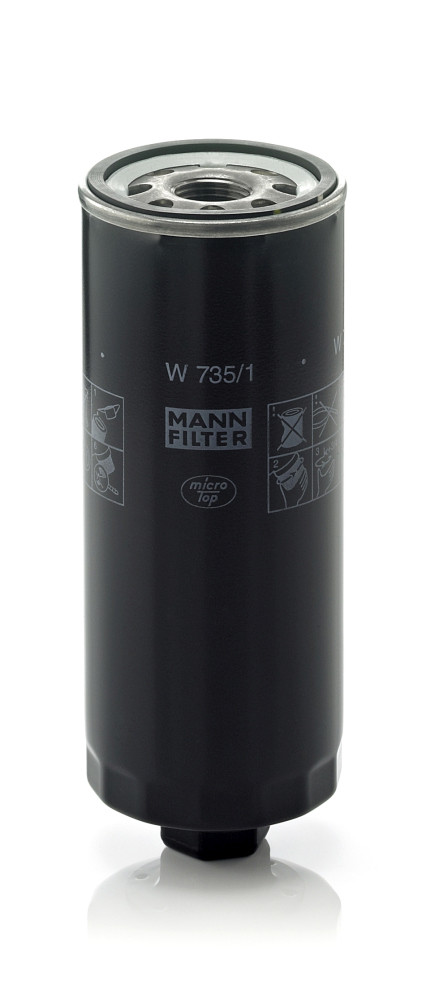 W 735/1, Oil Filter, Oil filter, MANN-FILTER, 077115561, 077115561C, 077115561E, 077155561C, 0451103338, 1003220005, 15567, 96924, EOF119, EXL-705, FX20010, LI7190/1, OC281, OL6813, OP526/4, PH2892, PH6813, SM176, SP-1097, V10-0488, X4059E, P3338, WL7230