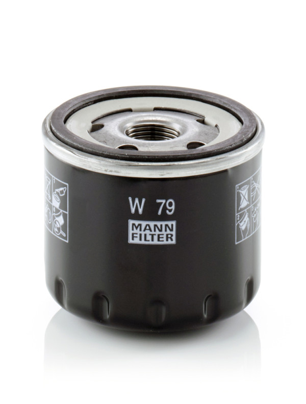 W 79, Oil Filter, Oil filter, MANN-FILTER, 15208-00Q0D, 16510-67JG0, 2811800310, 4415442, 46337528, 7711945900, 93181255, 15208-00Q0G, 16510-67JG0-000, 4434962, 68439517AA, 8200274858, 93198441, A2811800310, 15208-00QAF, 16510-84A10, 8200768927, 15208-AW300, 16510-84A10-000, 8200867980, 16510-84A11, 8671002274, 16510-84A11-000, 8671017369, 16510-84A12, 16510-84A12-000, 10-01-122, 108865, 152071758768, 15243