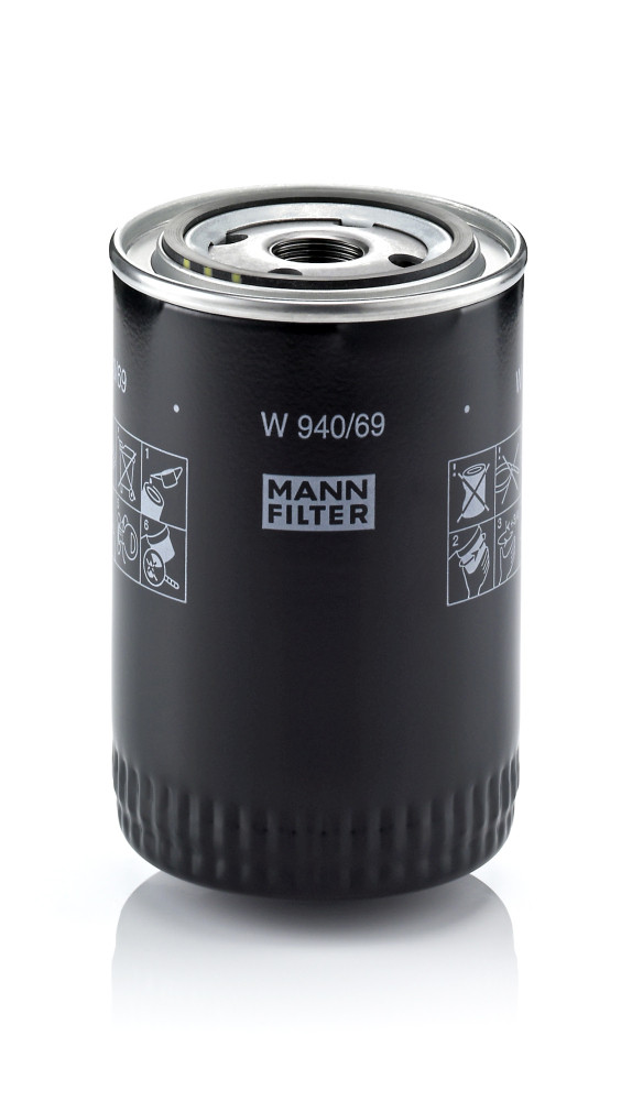 W 940/69, Oil Filter, Oil filter, MANN-FILTER, 12F00-17259-AA, 2995655, MK666096, 500038753, MK667378, 0986B01042, 10-05-500, 1535337, 15569, 2315, 39830, 4079-OS, 64609, 7.59009, ADC42124, B7388, BC-1360, C-70130, COF101108S, DO1838, ELH4375, FO-500S, FT4584, FT5844, GB-126, H17W29, K129252N50, LF17472, LI9144/69, LS389