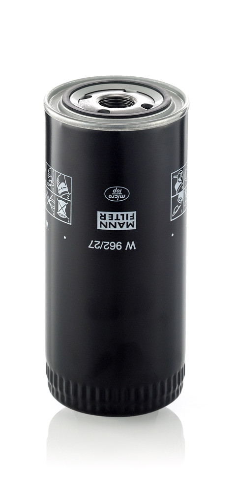 W 962/27, Oil Filter, Oil filter, MANN-FILTER, 5700043, AT274340, 570004323, 0451103315, 1534583, 23.602.00, 57251, B7170, DGM/O962, H18W08, LF3744, LI9210/7, O-93/210.6, OC143, P550562, PH9743, S3602R, SM5760, SO8388, ZP3505, F026407052, P7052