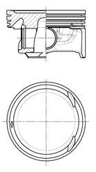 41487620, Piston, Complete piston with rings and pin, KOLBENSCHMIDT