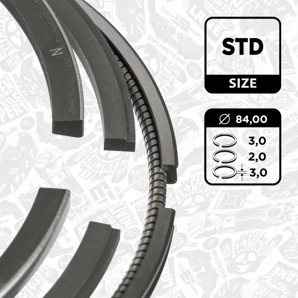 R1000300, Piston Ring Kit, Piston rings - 1 piston set, ET ENGINETEAM, Rover 75 2,0CDT M47 204 D1/M47 D20/M47 R 1999-2005, 11257787083, 08-114400-00, 08318N0, 9-0738-00