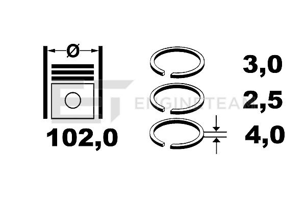 R1000800, Piston Ring Kit, Piston rings - 1 piston set, ET ENGINETEAM, Mercedes-Benz Atego/Axor/Vario OM 904/906/907/909 1996+, 0030309724, 9060300124, 00316N0, 010321900000, 08-289300-00, 800037110000, 9-1083-00, 00316V0, 00534N0, 30309724