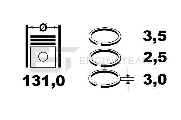 R1008500, Piston Ring Kit, Piston rings - 1 piston set, ET ENGINETEAM, Renault Trucks Volvo DXi 13/D13 2005+, 20747511, 21253763, 03873N0, 08-434400-00, 800075710000